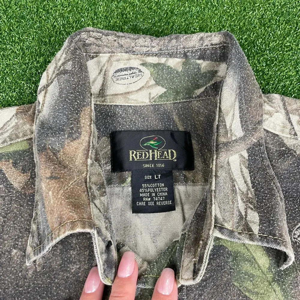 Redhead Bass Pro Shops Camo Real Tree Hardwood Long Sleeve Hunting Shirt Sz LT